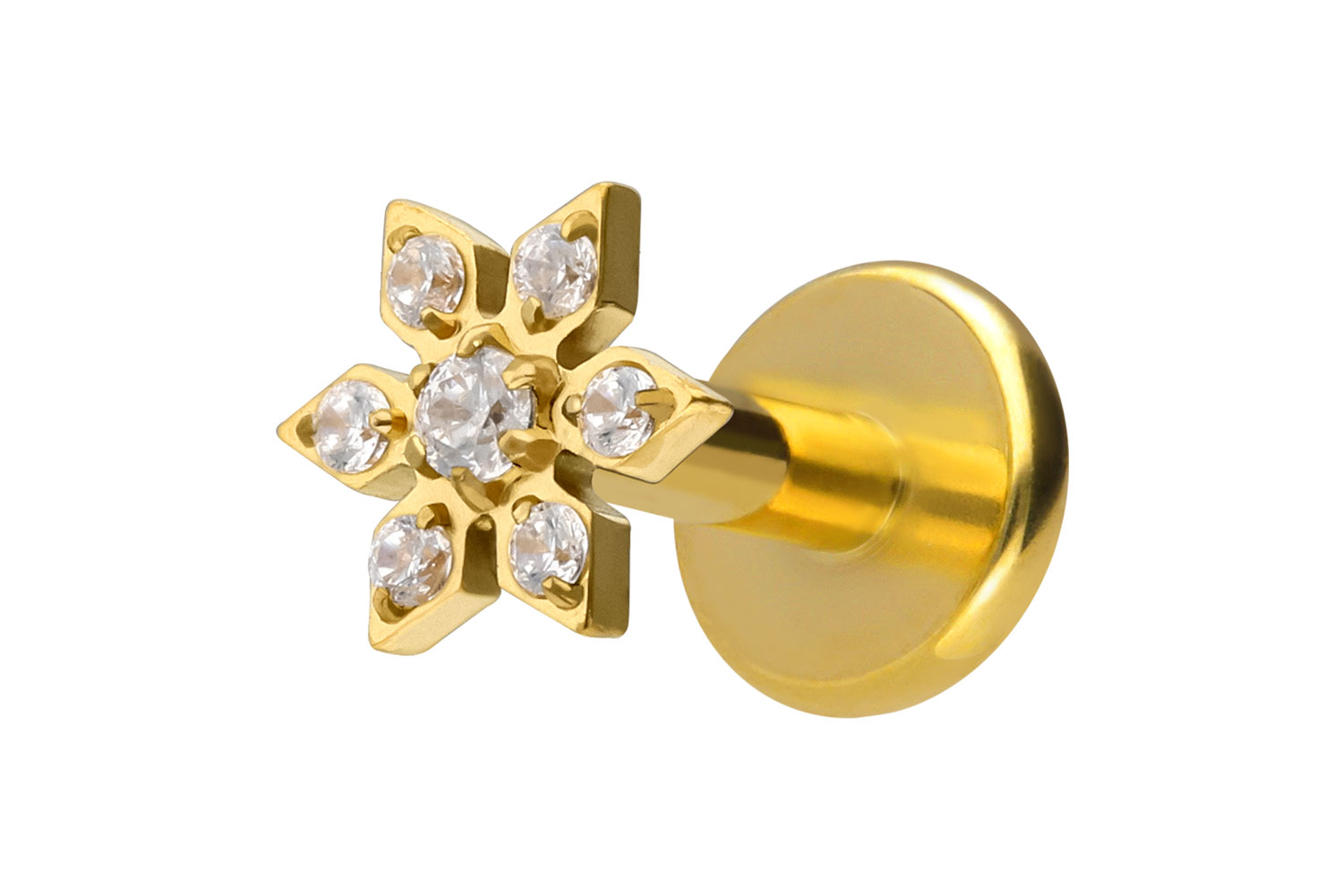 Titan Labret Piercing mit Innengewinde KRISTALLBLUME